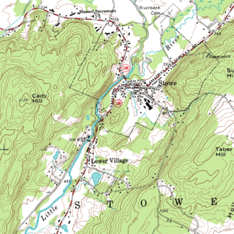 A topographic map of Stowe, Vermont with contour lines