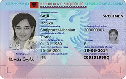 Albanian electronic ID Card 2009