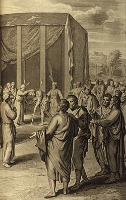Moses Names Joshua To Succeed Him (illustration from the 1728 Figures de la Bible)