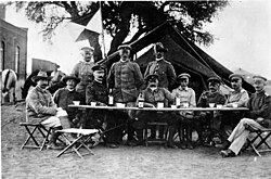 Central figure Lieutenant General Lothar von Trotha, the Oberbefehlshaber (Supreme Commander) of the protection force in German South West Africa, in Keetmanshoop during the Herero uprising, 1904