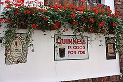 A Guinness advertisement states "Guinness is good for you".