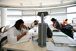 Students studying in the university facilities