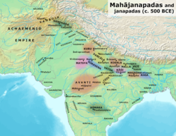 Ancient kingdoms and cities of South Asia and Central Asia during the time of the Buddha (c. 500 BCE)—modern-day India, Nepal, Pakistan, Bangladesh and Afghanistan