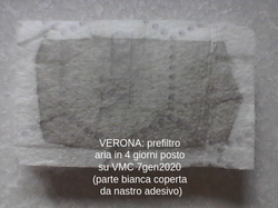 Grease filter hood after 4 days in an Italian city with polluted air in winter (whole surface was previously white)