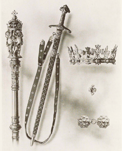 Depiction of the "Honours of the Principality of Wales" created in 1911 for the investiture of Edward (later Edward VIII).