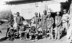 A photograph of chained Herero and Nama prisoners during the genocide