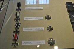 Collection of Iron Cross decorations throughout German military history