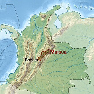 Location of Muisca in Colombia.