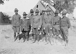 Pershing with members of his headquarters staff in Mexico, 1916.