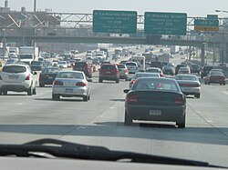 The Long Island Expressway (I-495), viewing eastbound in Corona, Queens.