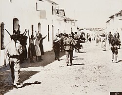 Women pleading with Nationalists for the lives of prisoners, Constantina, 1936