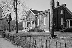 Hicksite Friends Meeting House, 1150 North A Street, Richmond, Indiana. Now houses the Wayne County Historical Museum.