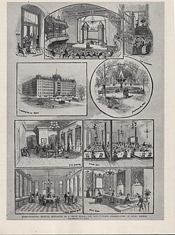 Illustrations from NEC's second home at the former St. James Hotel in Franklin Square. NEC was located there from 1882 to 1902.