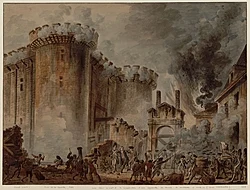 The Storming of the Bastille on 14 July 1789; the iconic event of the Revolution, still commemorated each year as Bastille Day