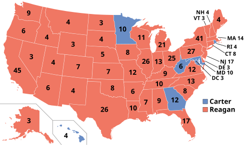 Republican Ronald Reagan defeated President Carter in the 1980 presidential election