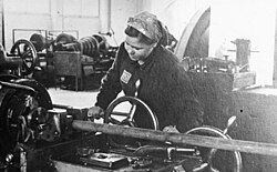 Woman with Ostarbeiter badge at the IG Farben plant in Auschwitz
