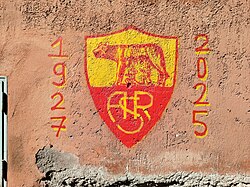 Mural in Rome in honor of Roma's 98th anniversary