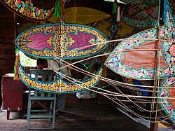 A Wau-maker's workshop in Kelantan, Malaysia. This peculiar type of kite can be found in the northeast coast of the Malay Peninsula.