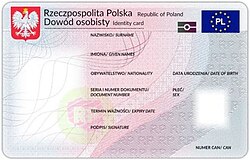 Polish identity document, front
