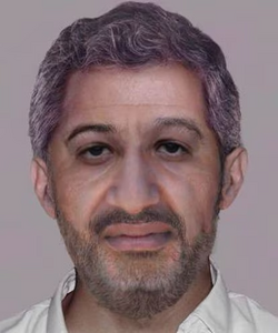 An age progression of bin Laden published by the FBI during the manhunt, controversial because it used the face of Spanish politician Gaspar Llamazares