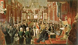 Coronation ceremony of Pedro I as the first Emperor of Brazil on 1 December 1822