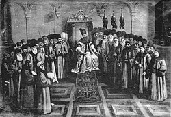 Hospodar Nicholas Mavrogenes and the boyar council