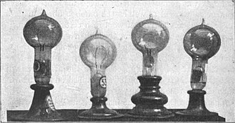 Edison carbon filament lamps, early 1880s