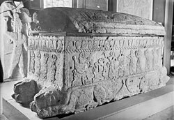Sarcophagus of Ahiram, which bears the oldest inscription of the Phoenician alphabet. National Museum of Beirut.