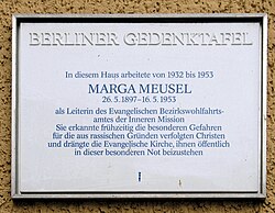 Plaque commemorating Marga Meusel