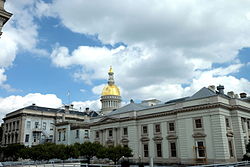 The design of the golden-domed New Jersey State House in Trenton differs from most other U.S. state houses in not resembling the U.S. Capitol.