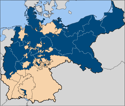 Prussia (blue-shaded areas) in 1914.