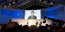 Nicolas Sarkozy addresses the E-G8 Forum in Paris in 2011.