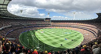 Panorama of the MCG during the AFL Grand Final on 30 September 2017