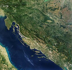 An enlargeable satellite image of Croatia