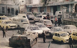 Algerian government tanks in Algiers in 1991, at the start of the Algerian Civil War