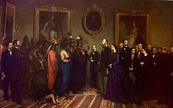Emperor Maximilian and Empress Carlota receiving a Kickapoo delegation at Chapultepec Castle