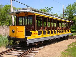 A Connecticut Company open streetcar, preserved at the Shore Line Trolley Museum
