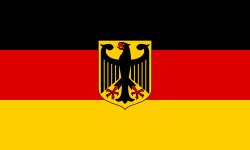 Common unofficial flag variant with the coat of arms of Germany