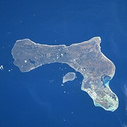 Satellite image of Bonaire and the small island of Klein Bonaire