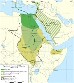 Map of Egypt under Muhammad Ali dynasty