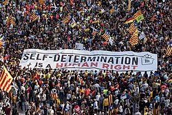 Protest in Barcelona on 1 October 2018