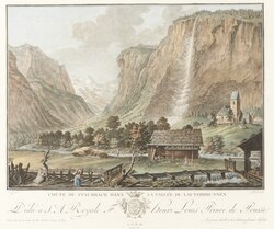 A depiction of Lauterbrunnen in the 18th century.