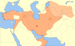 A map showing the Seljuk Empire at its height, upon the death of Malik Shah I in 1092.
