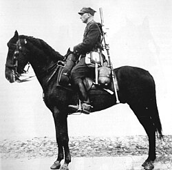 Polish uhlan with anti-tank rifle. Military instruction published in 1938.