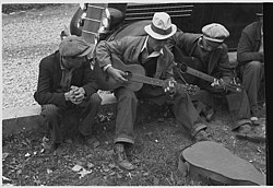 Street musicians in Maynardville, Tennessee, in 1935