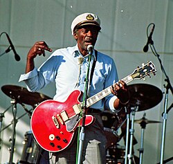 Berry performing at the Long Beach Blues Festival, August 1997
