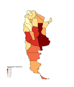 Percent of Italian Argentines in each Argentine Region in 2022