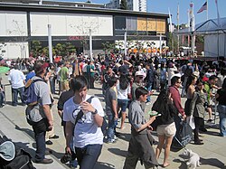 The Japantown Peace Plaza during the Northern California Cherry Blossom Festival