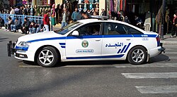 An Amman City Centre Police patrol vehicle. Jordan's law enforcement was ranked 37th globally by the 2016 World Internal Security and Police Index.