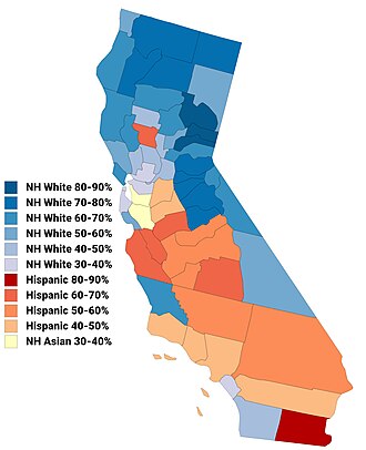 Map of counties in California by racial and ethnic plurality, per the 2020 U.S. census